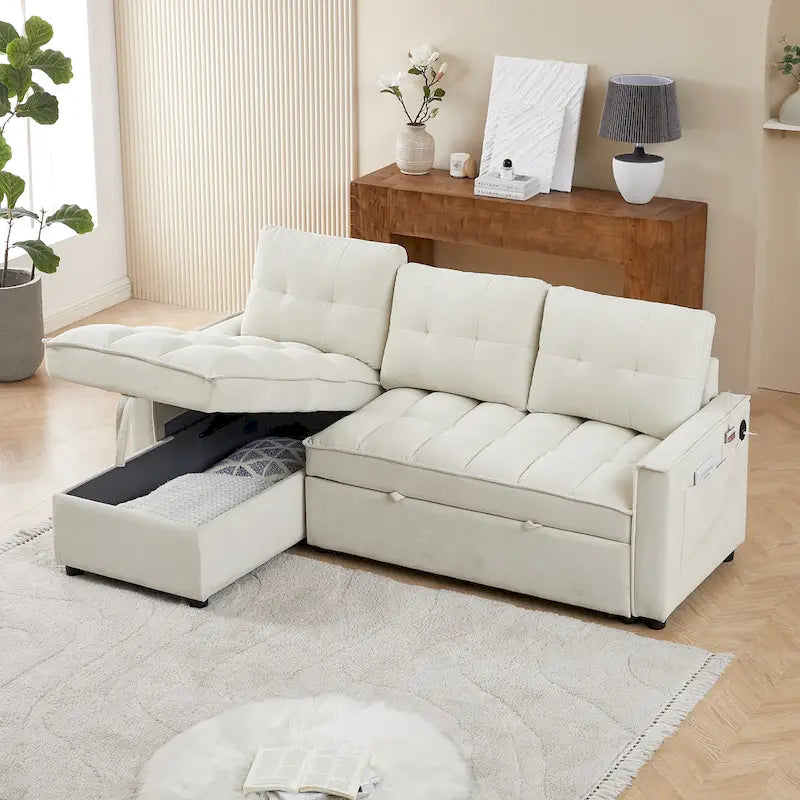 L-Shaped Sectional Sofa with Reclining Storage