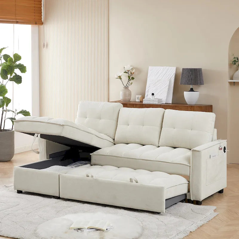 L-Shaped Sectional Sofa with Reclining Storage