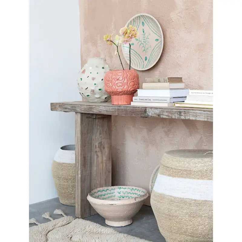 Console en bois recyclé avec finition blanchie vieillie - 72,0L x 13,0W x 32,0H