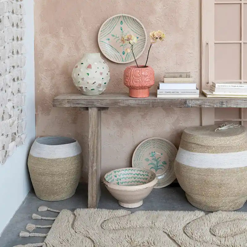 Console en bois recyclé avec finition blanchie vieillie - 72,0L x 13,0W x 32,0H