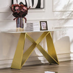 Console en verre blanc rectangulaire de 55 pouces avec base en M miroir