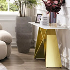 Console en verre blanc rectangulaire de 55 pouces avec base en M miroir