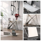 Console en verre blanc rectangulaire de 55 pouces avec base en M miroir