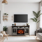 Meuble TV avec cheminée électrique inserts chauffants - 55 pouces