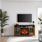 Meuble TV avec cheminée électrique inserts chauffants - 55 pouces