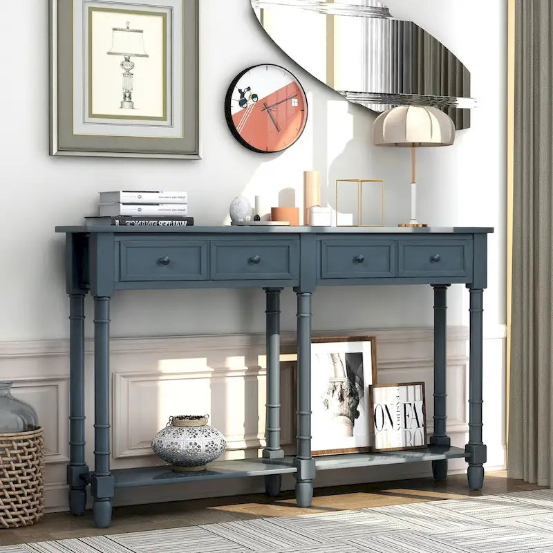 Console Table Table d'appoint Montage facile avec deux tiroirs de rangement et étagère inférieure pour le salon, l'entrée