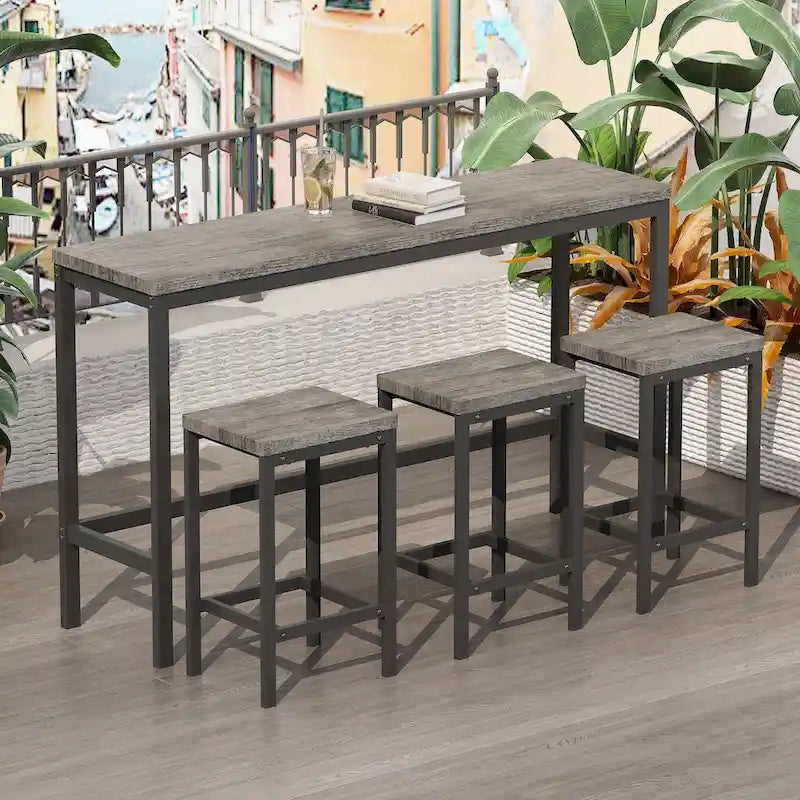 Ensemble table à manger et 3 tabourets de bar au design moderne