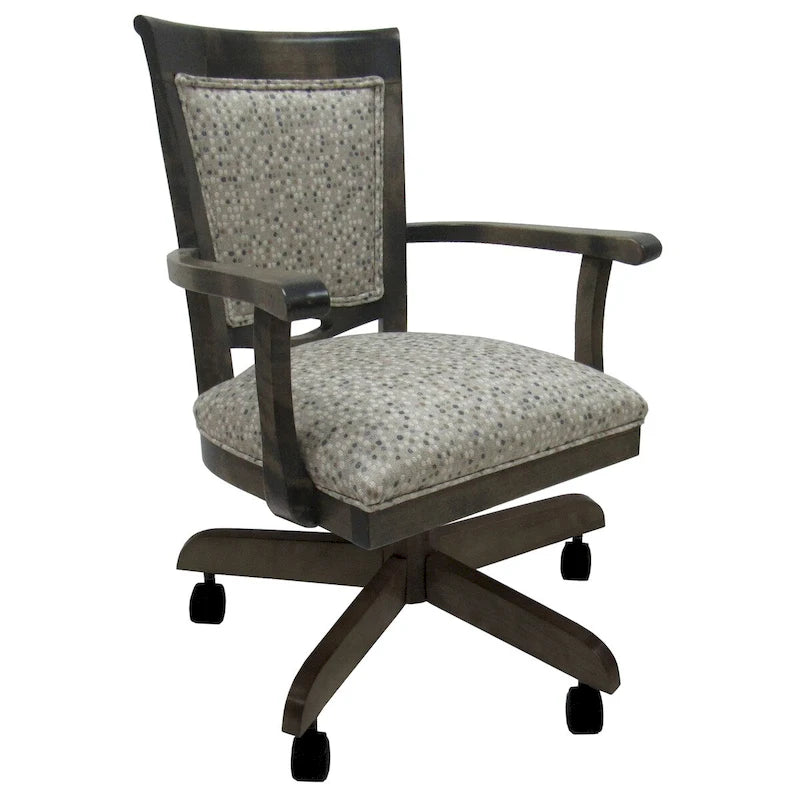 Chaise de salle à manger pivotante en bois à roulettes - 400 sur roulettes - Rembourrage personnalisé - Siège de 18 pouces
