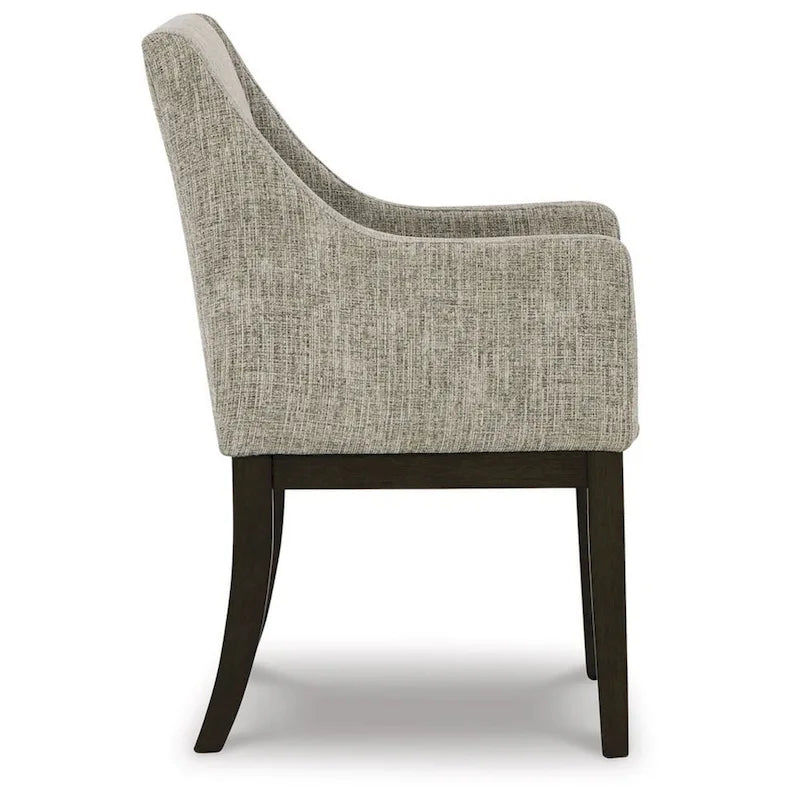 Sonn 24 Inch Dining Armchair, Set of 2, Padded Beige Upholstery, Brown Legs