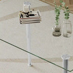 0.32 Thick Tempered Glass Top Dining Table with Stainless Steel Legs for Small Space, Dining Room