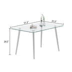 0.32 Thick Tempered Glass Top Dining Table with Stainless Steel Legs for Small Space, Dining Room