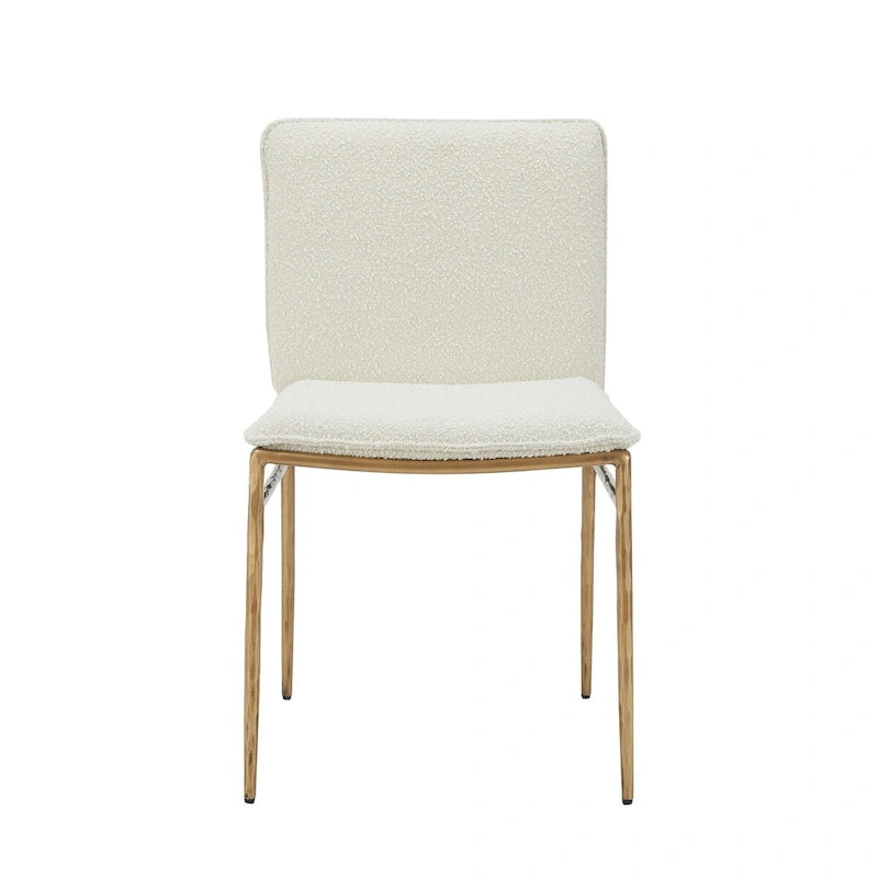 Chaise de salle à manger Cid Abby de 48 cm, blanc cassé, pieds finition laiton doré