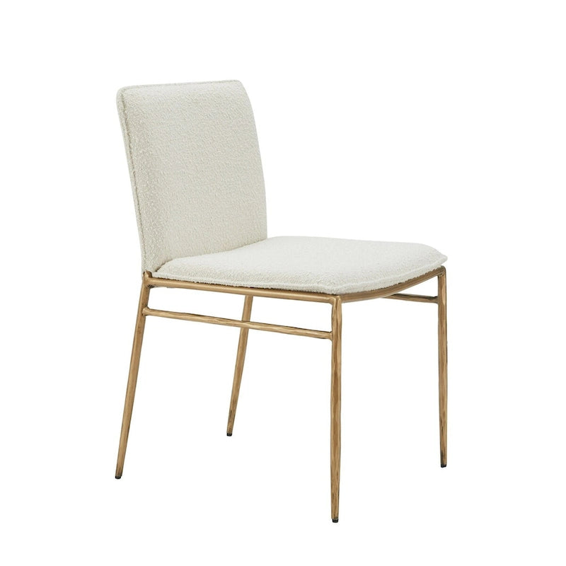 Chaise de salle à manger Cid Abby de 48 cm, blanc cassé, pieds finition laiton doré