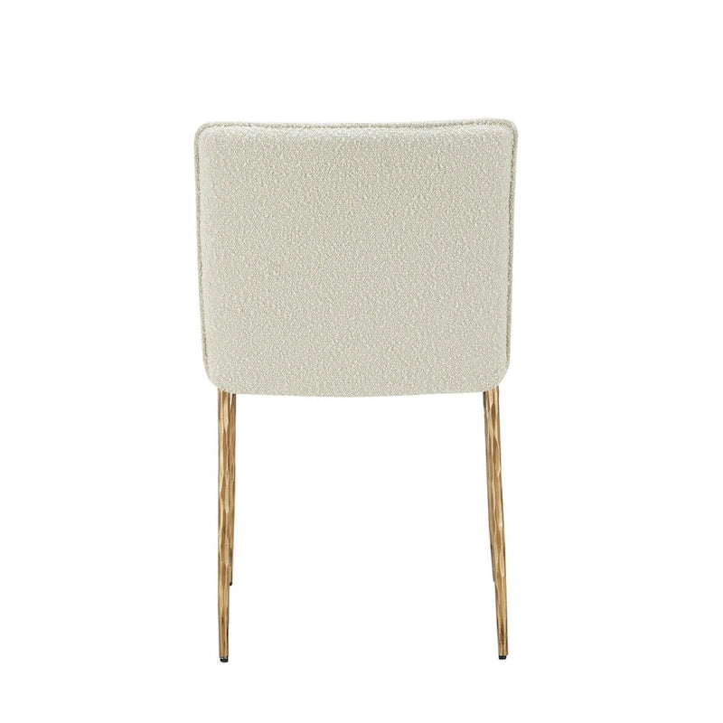 Chaise de salle à manger Cid Abby de 48 cm, blanc cassé, pieds finition laiton doré