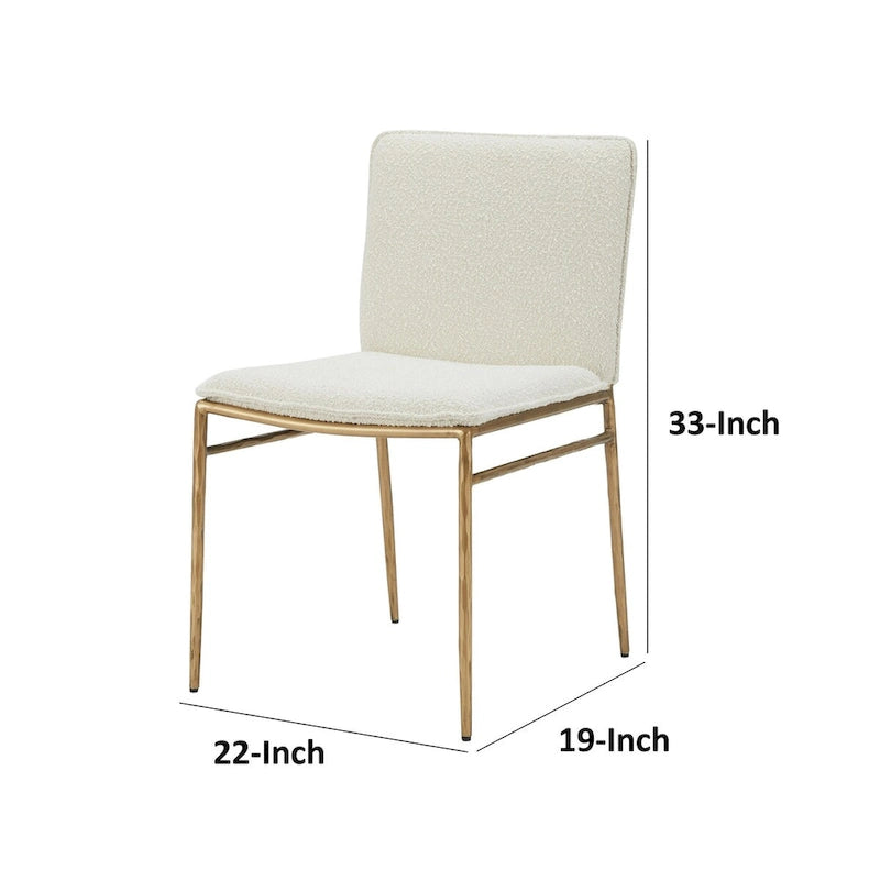 Chaise de salle à manger Cid Abby de 48 cm, blanc cassé, pieds finition laiton doré