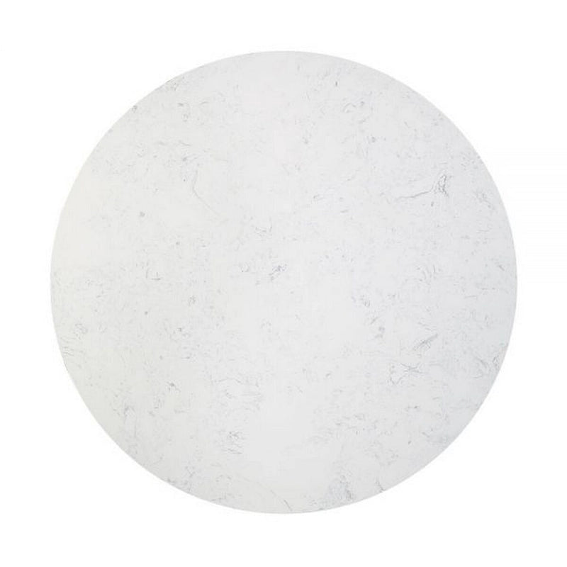 Table à manger Jerry de 54 pouces, plateau rond en imitation marbre, piedestal noir