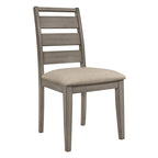 Chaises de salle à manger Rie de 63,5 cm (25 po) – Ensemble de 2, dossier échelle gris, siège en tissu rembourré grège