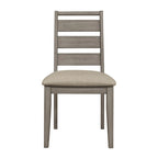 Chaises de salle à manger Rie de 63,5 cm (25 po) – Ensemble de 2, dossier échelle gris, siège en tissu rembourré grège