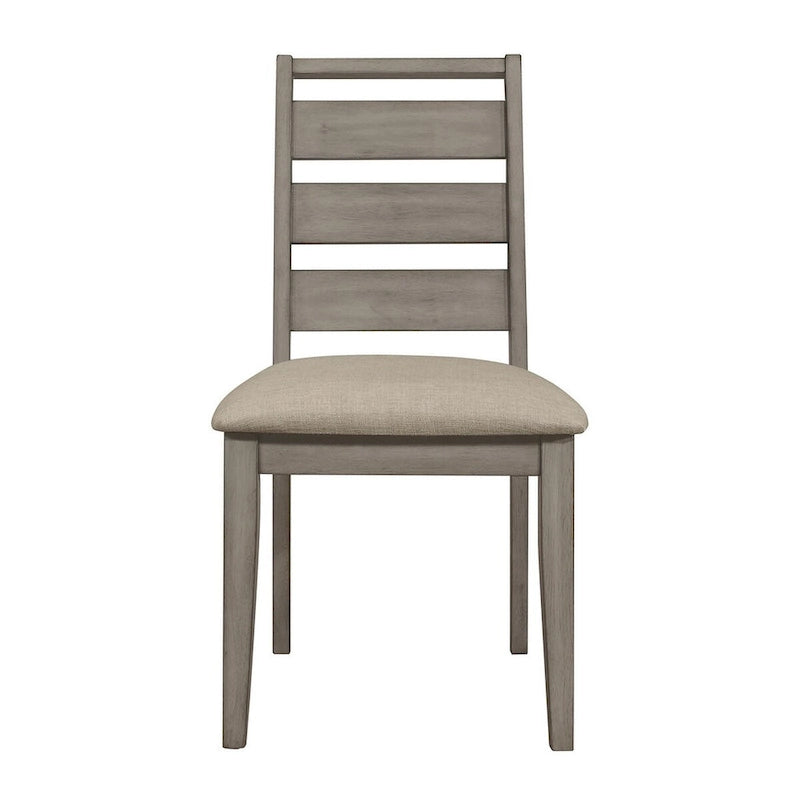 Chaises de salle à manger Rie de 63,5 cm (25 po) – Ensemble de 2, dossier échelle gris, siège en tissu rembourré grège
