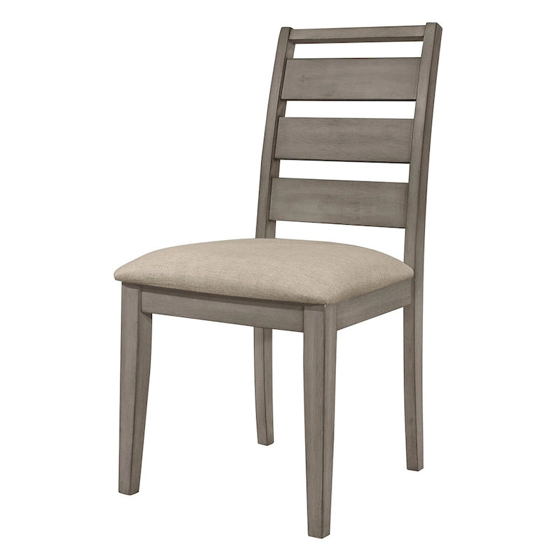 Chaises de salle à manger Rie de 63,5 cm (25 po) – Ensemble de 2, dossier échelle gris, siège en tissu rembourré grège