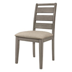 Chaises de salle à manger Rie de 63,5 cm (25 po) – Ensemble de 2, dossier échelle gris, siège en tissu rembourré grège