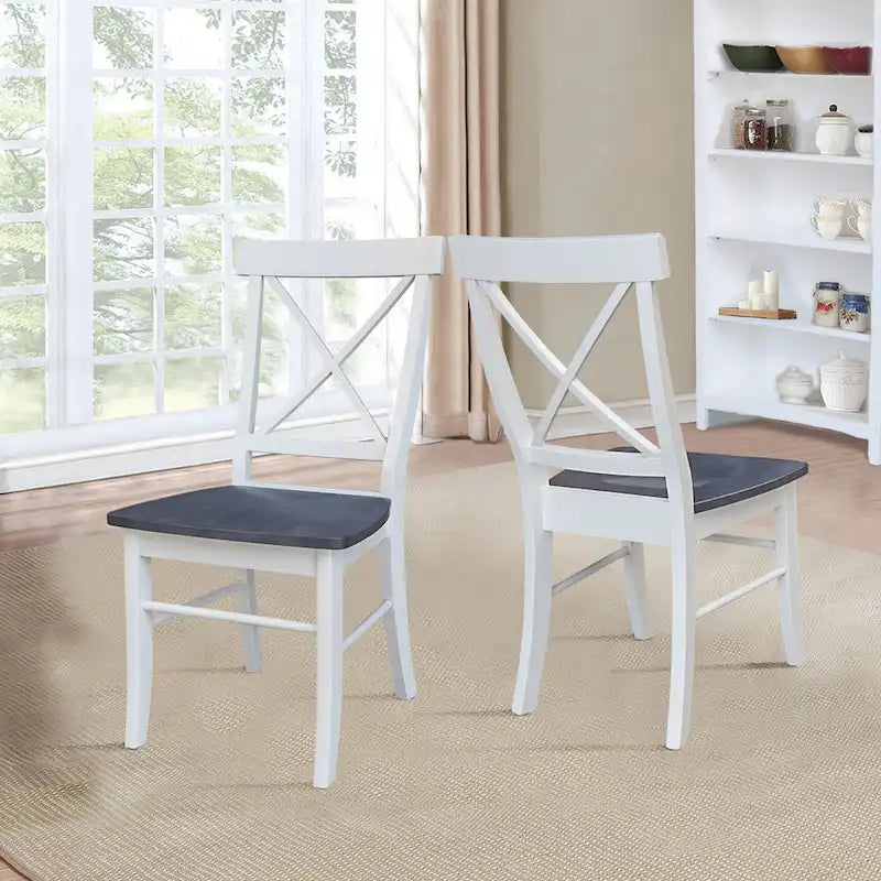 36 in Round Top Pedestal Dining Table with 4 X-back Dining Chairs