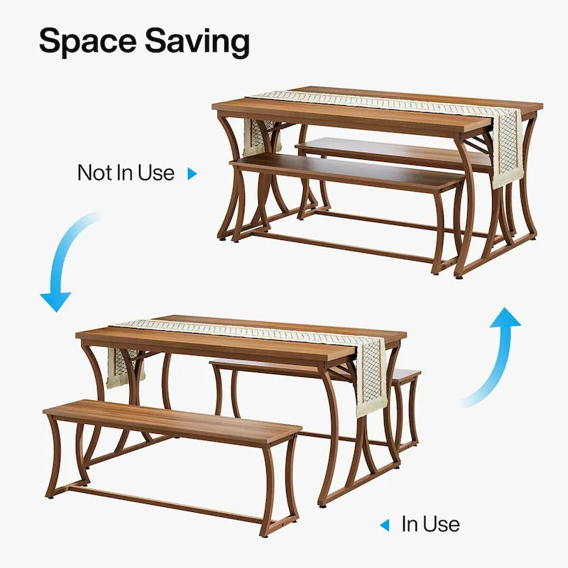 51-inch Rectangle Kitchen Dining Dinner Table with Bench Set for 4-6