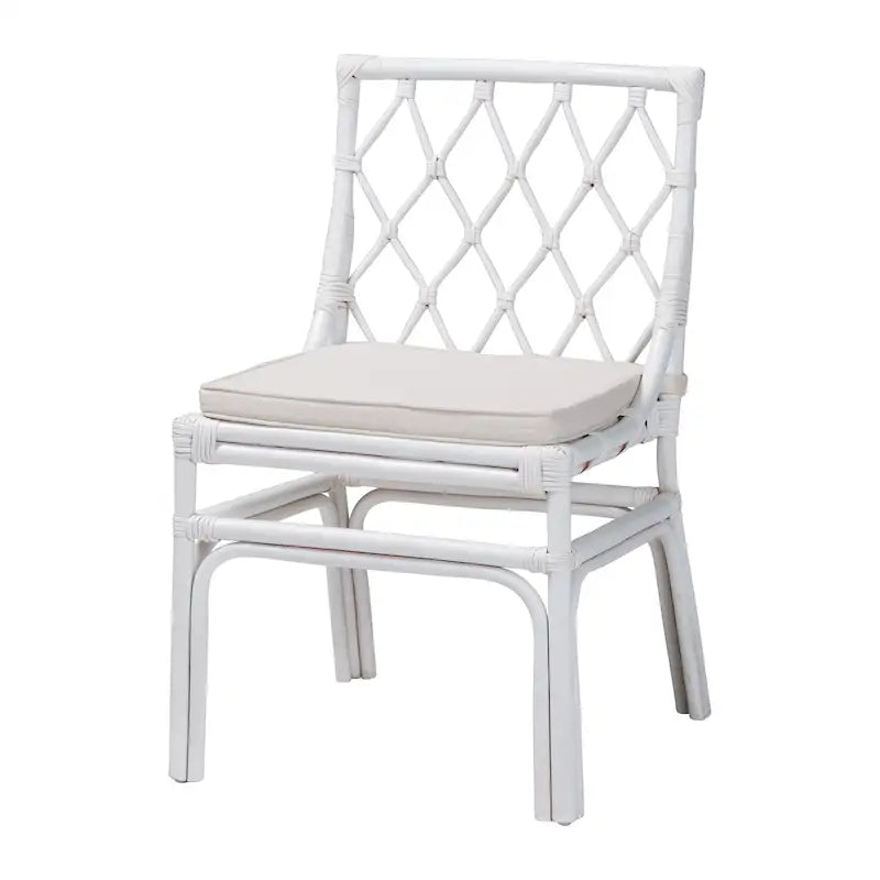 Chaise de salle à manger en rotin blanc Carwyn Bohemian