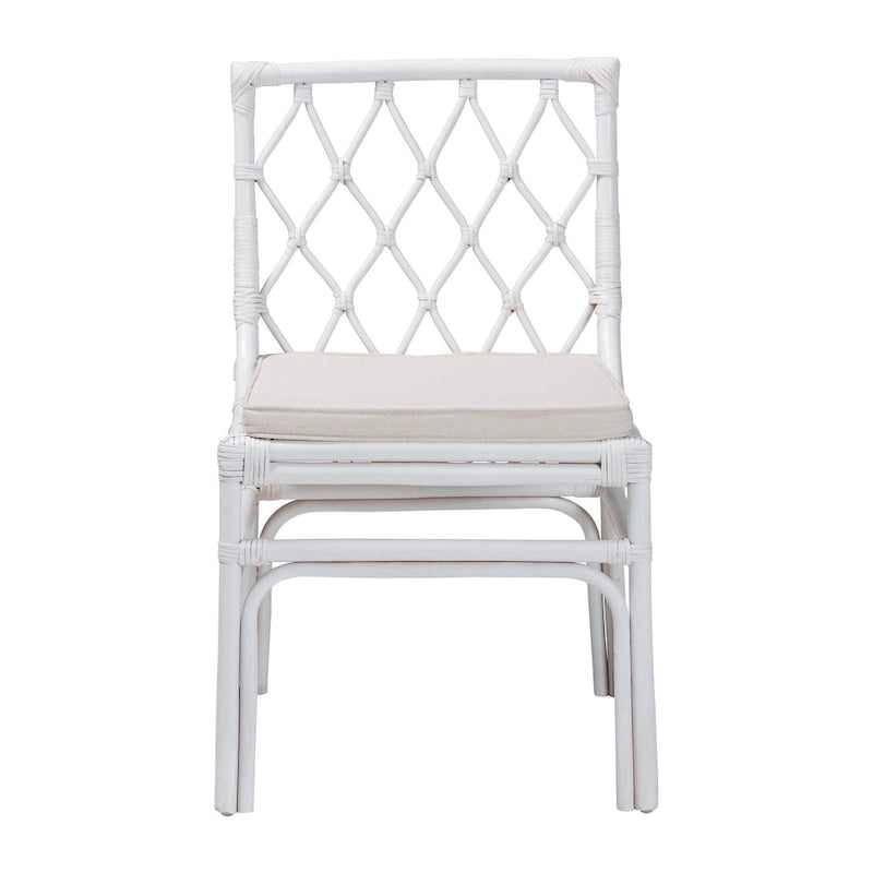Chaise de salle à manger en rotin blanc Carwyn Bohemian