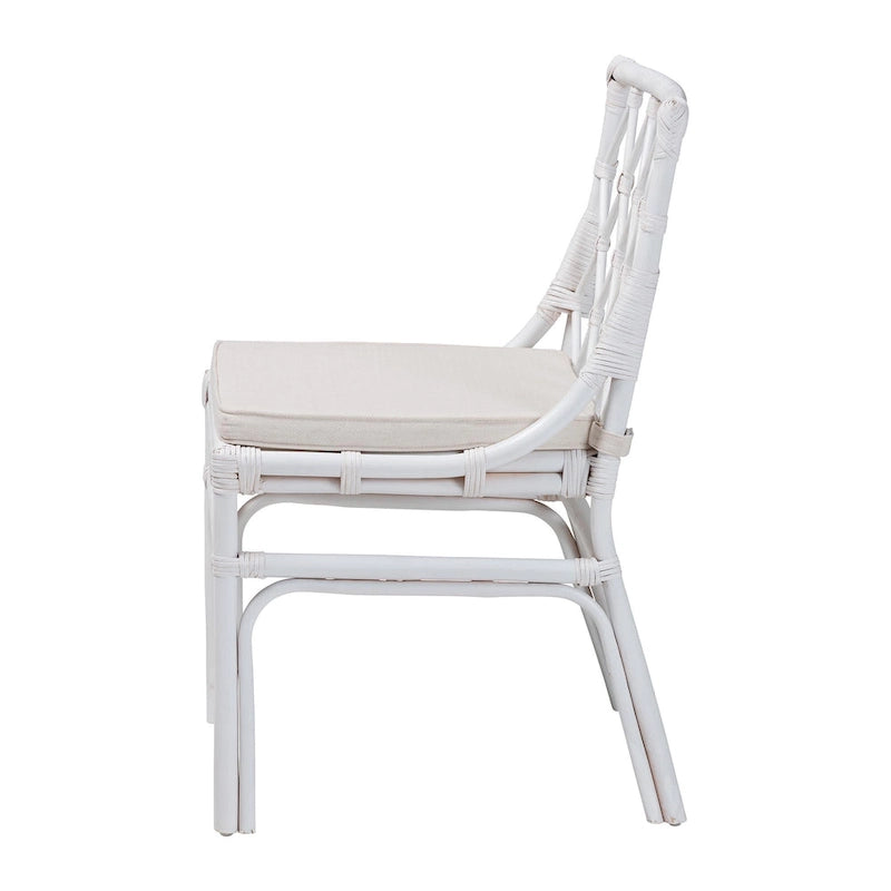 Chaise de salle à manger en rotin blanc Carwyn Bohemian