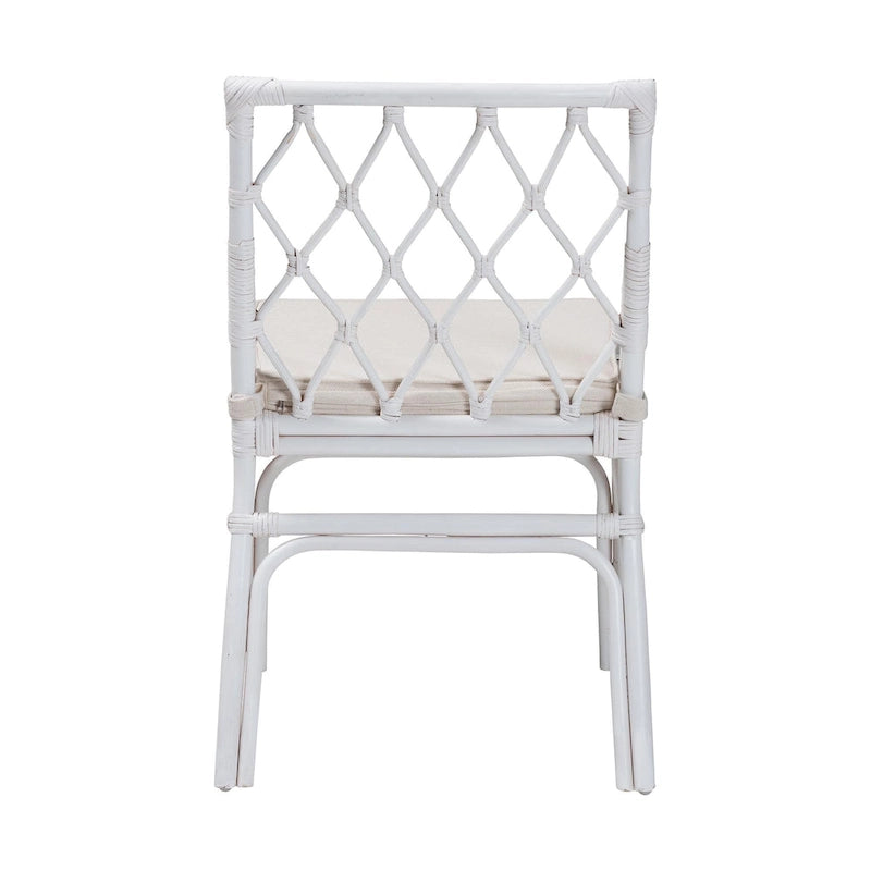 Chaise de salle à manger en rotin blanc Carwyn Bohemian