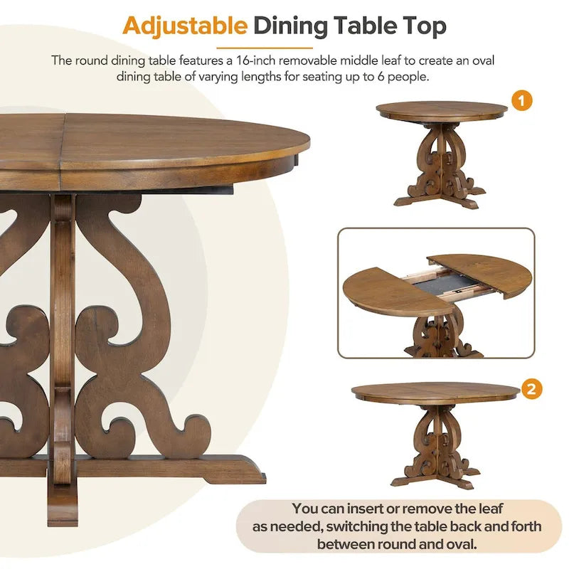 Ensemble de salle à manger fonctionnel rétro 5 pièces 1 table extensible