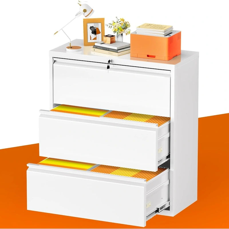 3 Drawer Metal Lateral Filing Cabinet with Lock