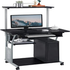 3 Tier Computer Desk with Printer Shelf