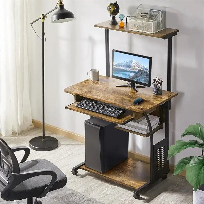 3 Tier Computer Desk with Printer Shelf