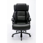 Chaise de bureau à dossier haut avec roulettes, support lombaire réglable noir et piètement en métal