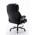 Chaise de bureau à dossier haut avec roulettes, support lombaire réglable noir et piètement en métal