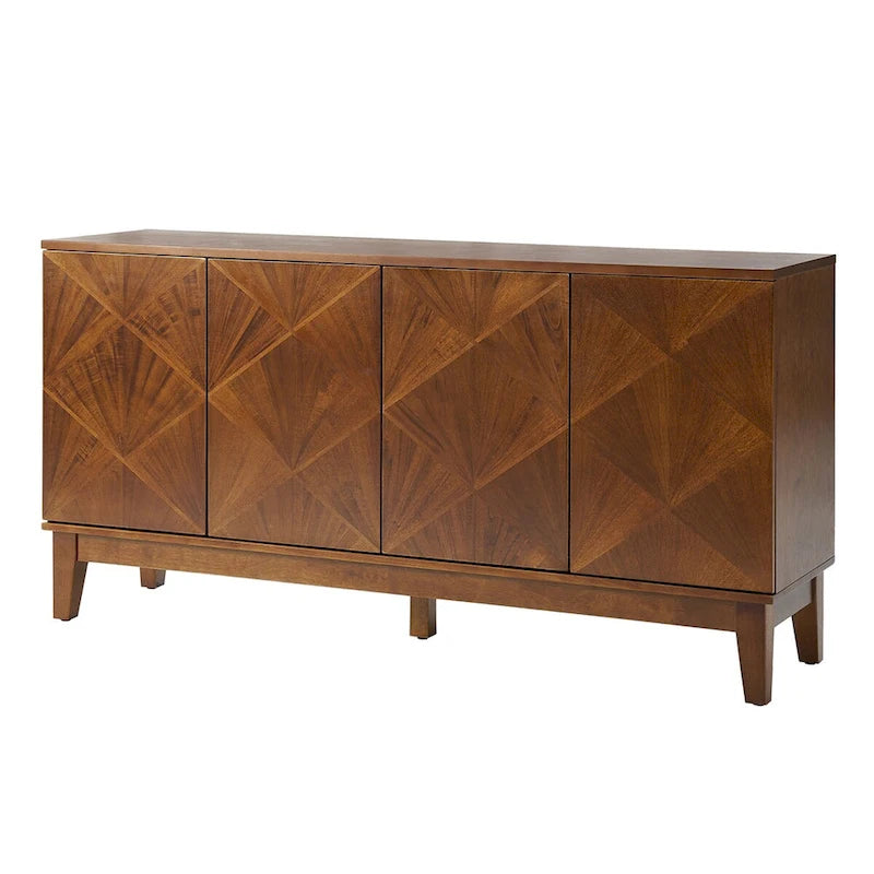Buffet Ofelia Mid-century 60 po à motif géométrique avec étagères ajustables par HULALA HOME