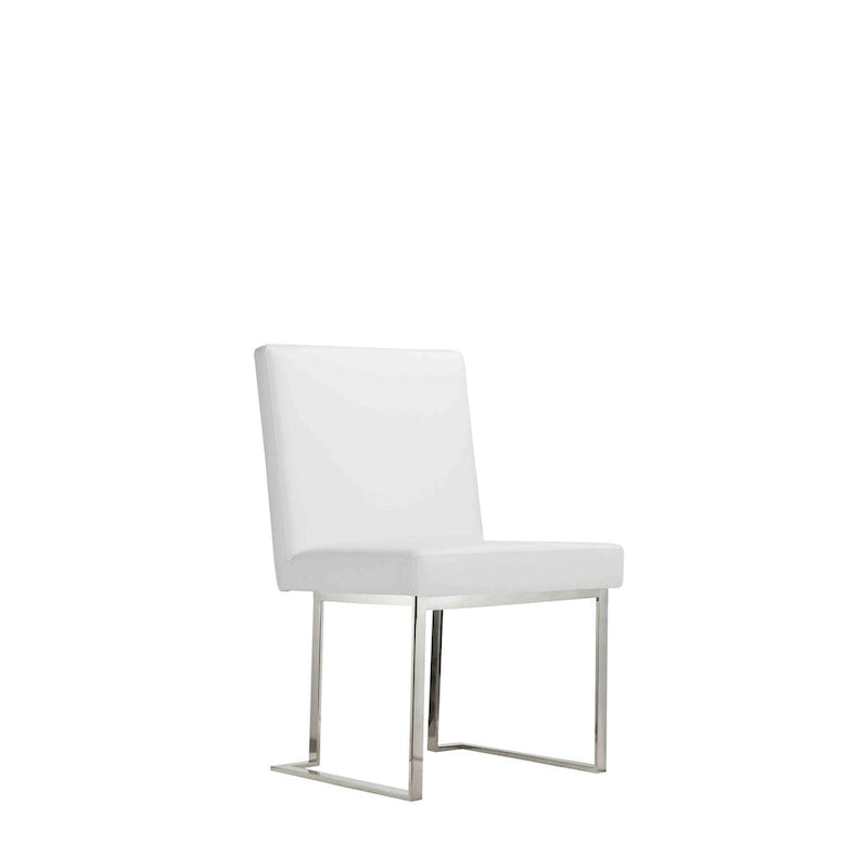 Lot de 2 chaises de salle à manger Boly 19 pouces, piètement cantilever en acier chromé, blanc