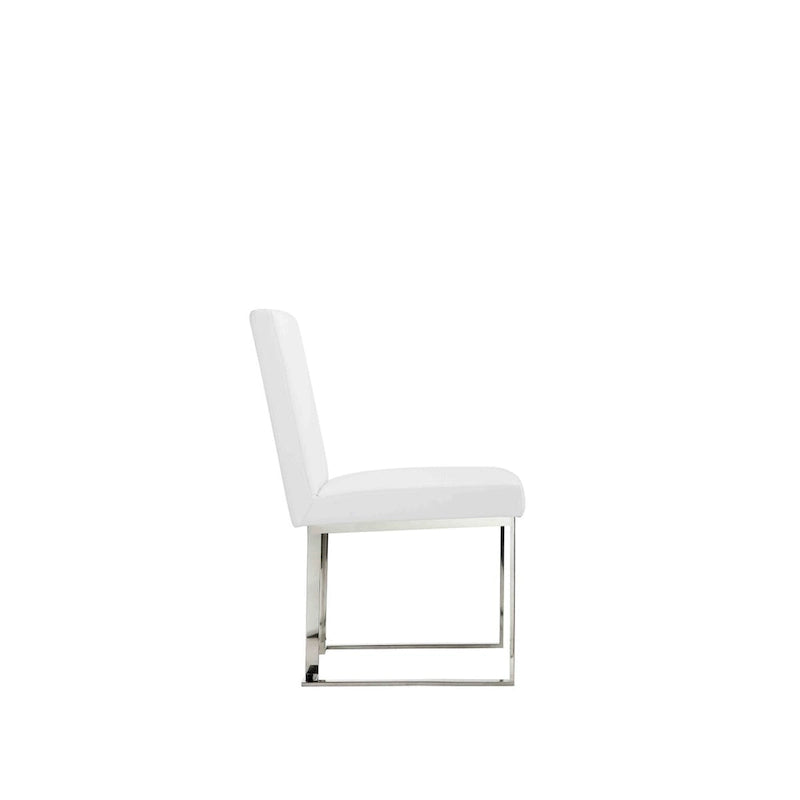 Lot de 2 chaises de salle à manger Boly 19 pouces, piètement cantilever en acier chromé, blanc