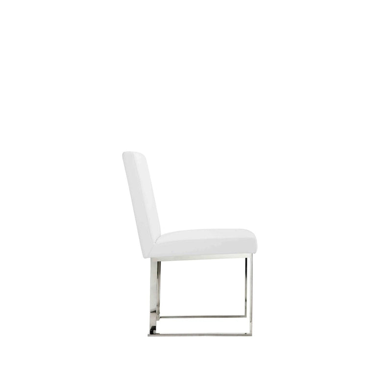 Lot de 2 chaises de salle à manger Boly 19 pouces, piètement cantilever en acier chromé, blanc