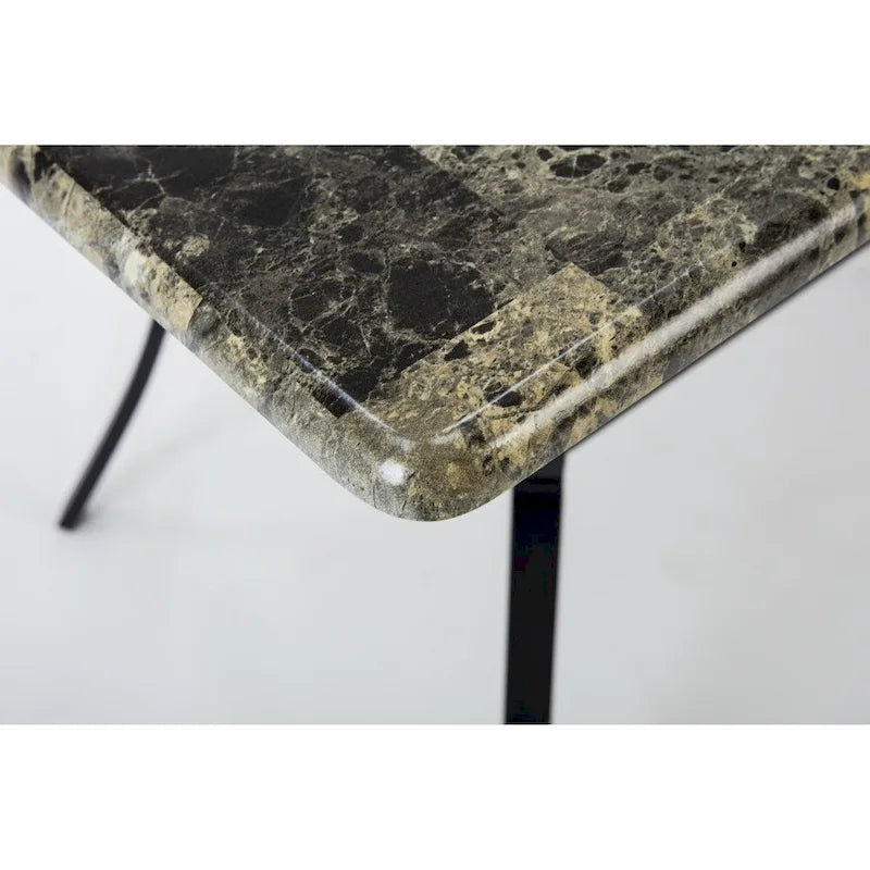 Table de salle à manger Bastian en imitation marbre et métal