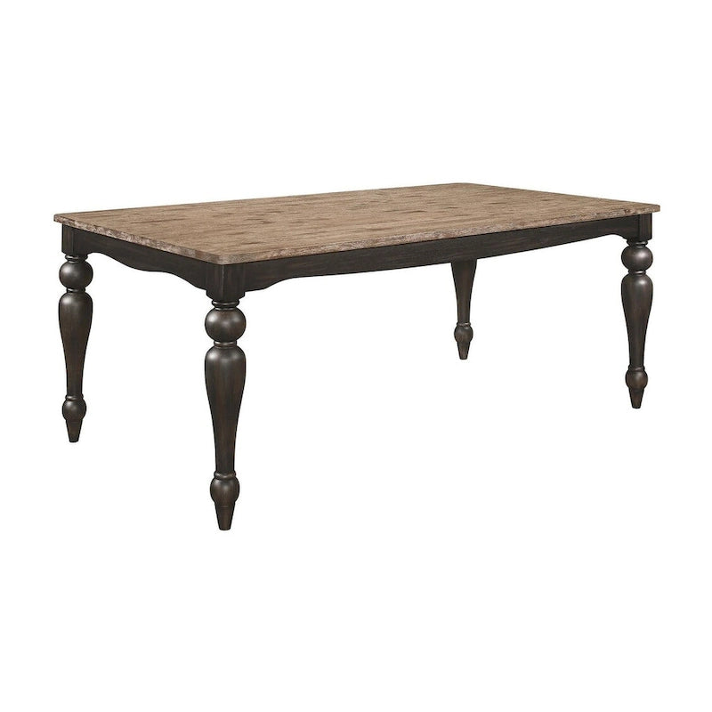Table à manger Kavita Brown brossé avec pied tourné
