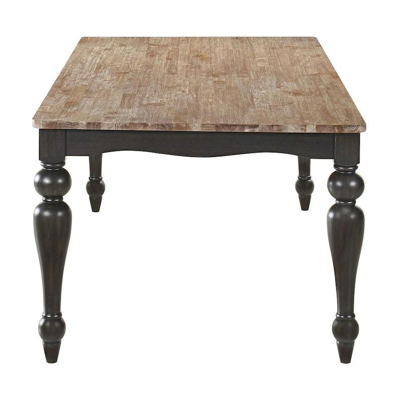 Table à manger Kavita Brown brossé avec pied tourné