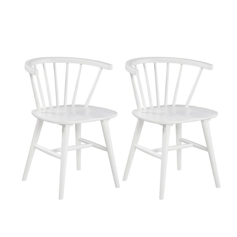 Chaises de salle à manger Roundhill Alwynn à dossier à fuseaux en bois, chaises Windsor, lot de 2, blanches