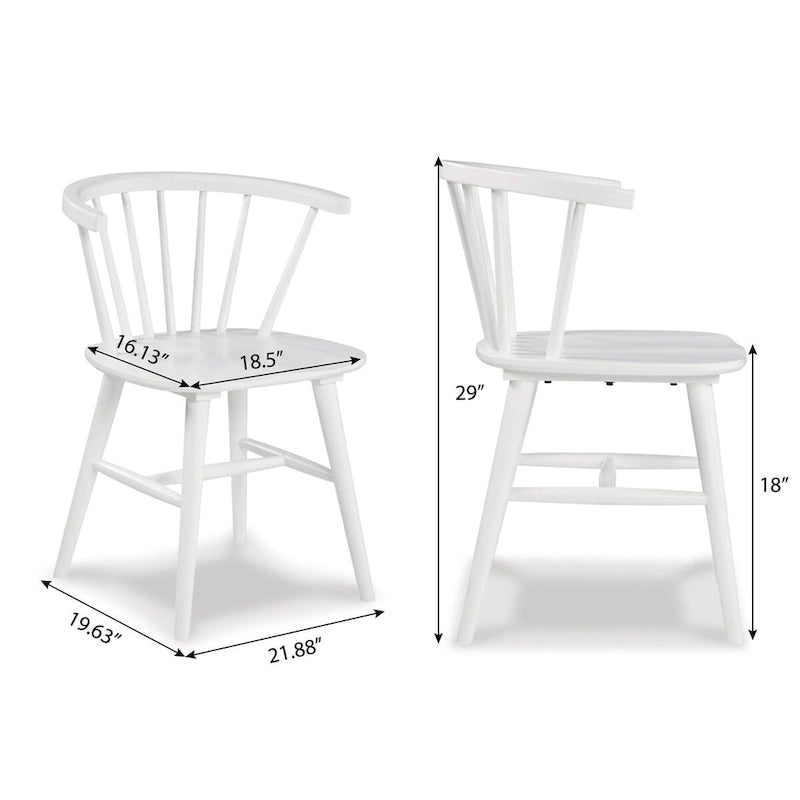 Chaises de salle à manger Roundhill Alwynn à dossier à fuseaux en bois, chaises Windsor, lot de 2, blanches