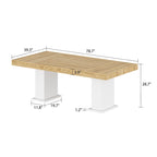 Wooden Conference Table with White Base Meeting Table Computer Desk
