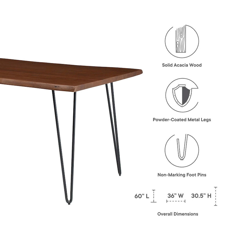 Table à manger rectangulaire en bois d'acacia massif Ardor 60