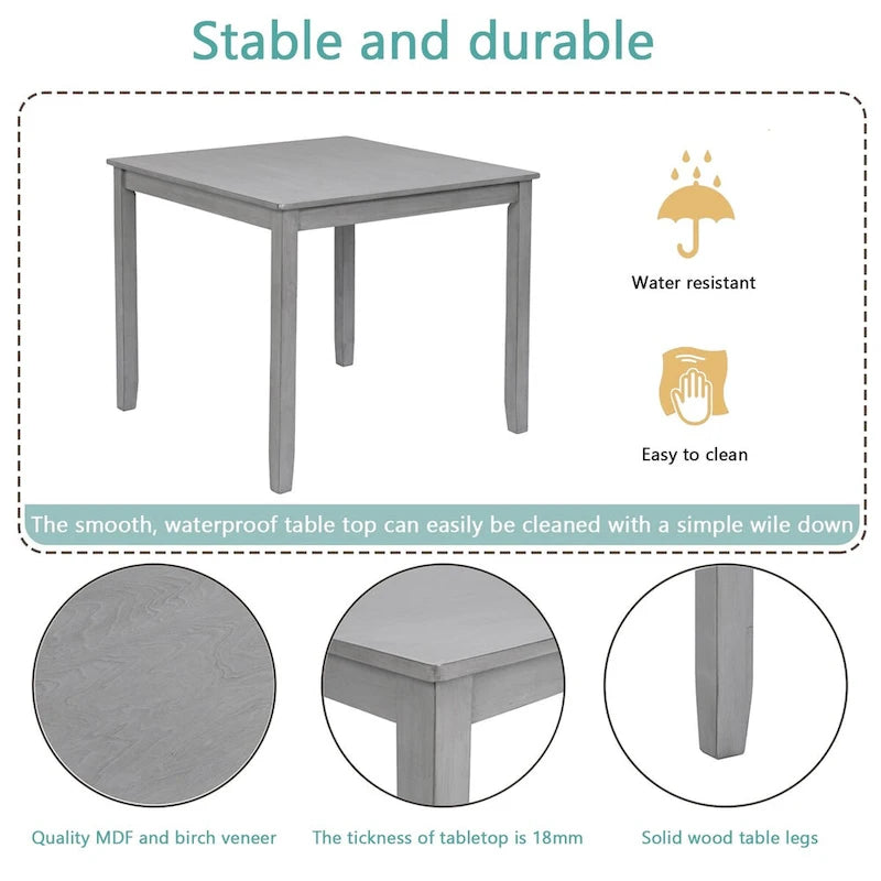 Wooden 4 Person Dining Square Table for Small Space