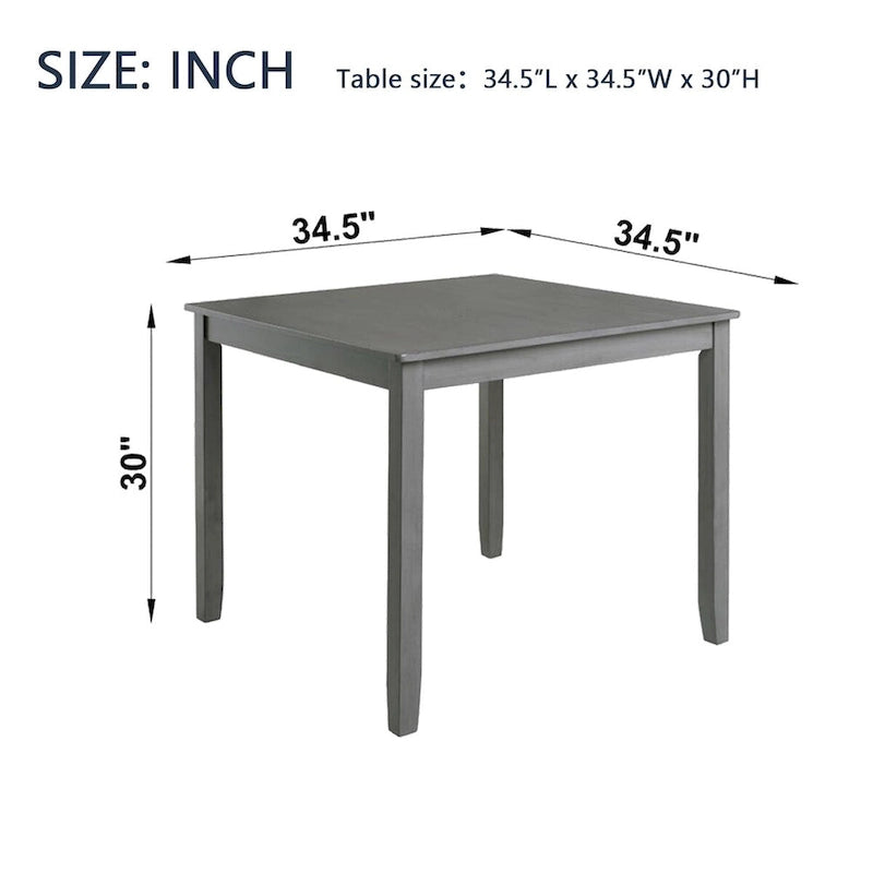 Wooden 4 Person Dining Square Table for Small Space